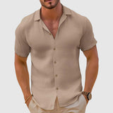 Heren Shirt Korte Mouw met Knoopsluiting en Reverskraag
