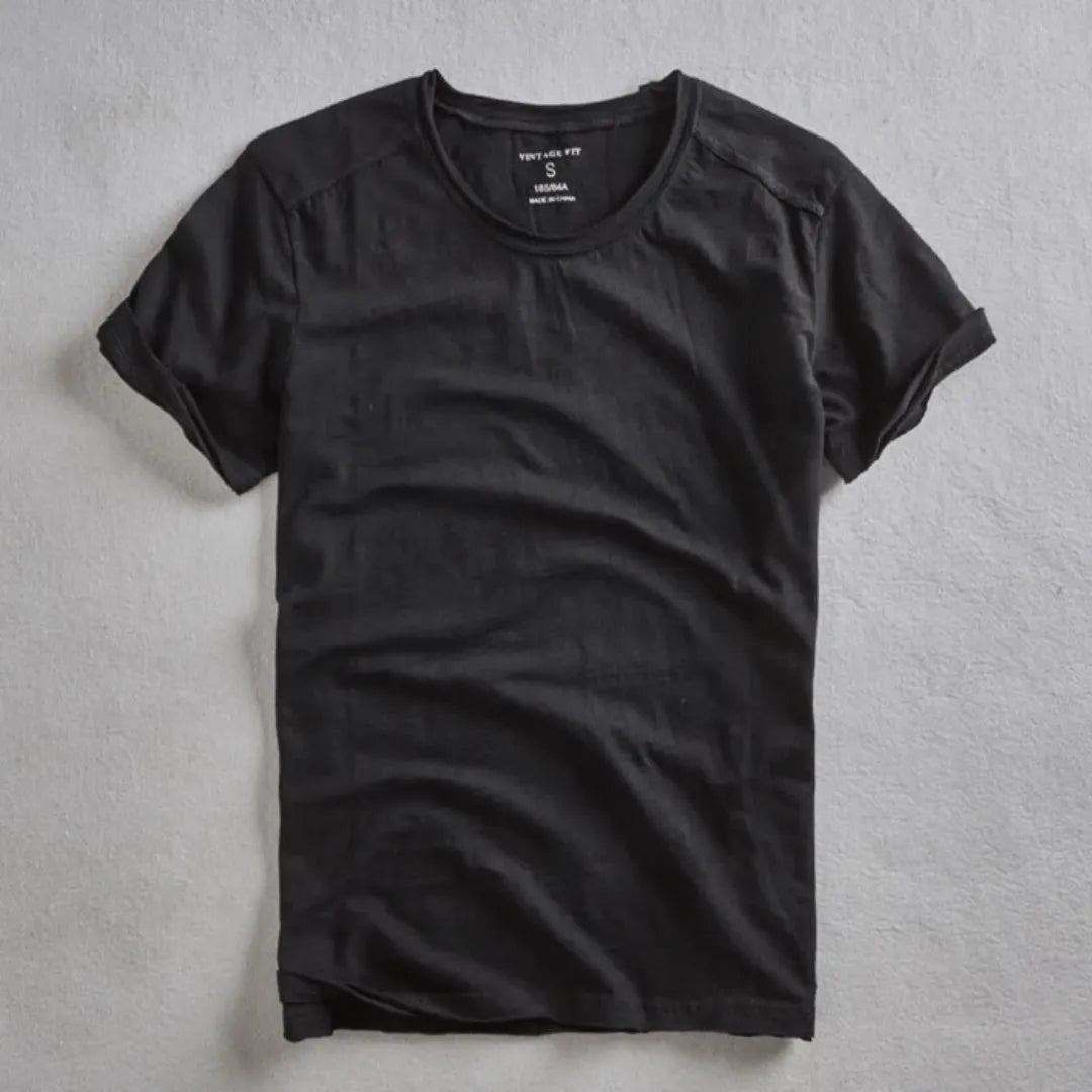 Heren T-shirt Korte Mouw met Ronde Hals en Relaxed Fit Zwart