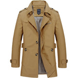 Heren Trench Coat met Epauletten en Knoopsluiting Slim Fit