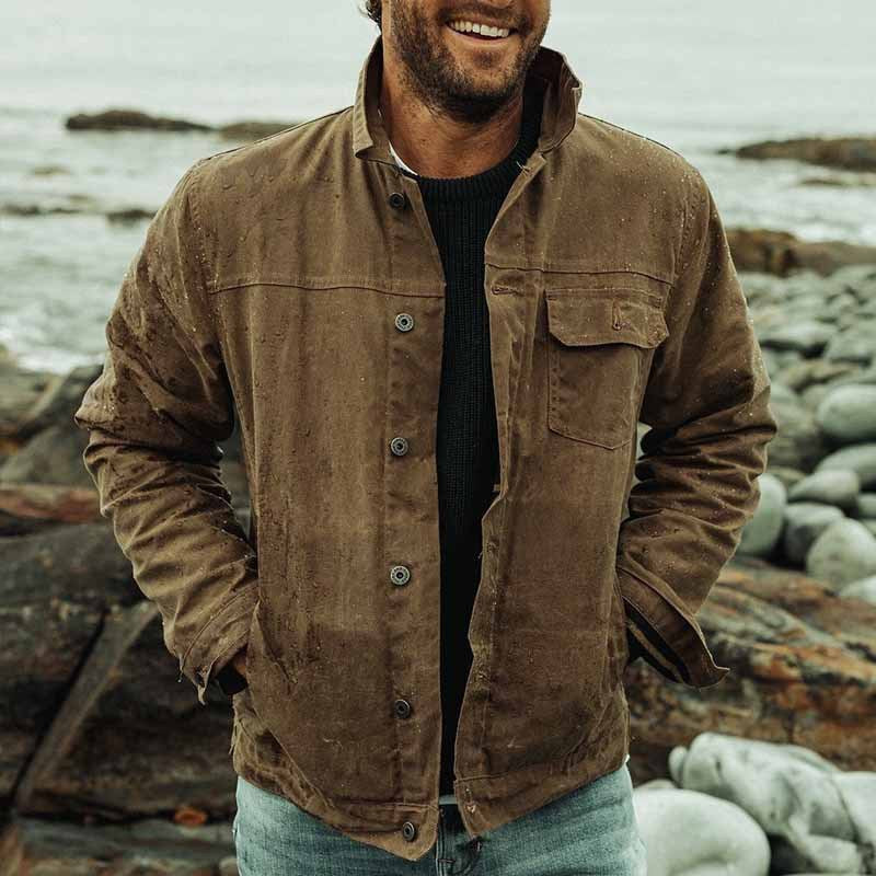Heren Utility Jacket met Staande Kraag en Knoopsluiting
