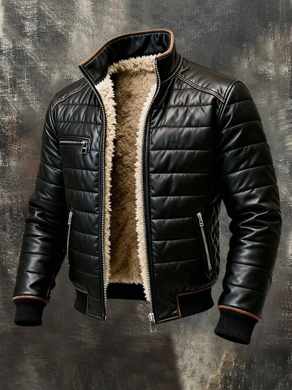 Heren Winterjas met Teddyfoering en Opstaande Kraag