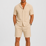Heren Zomerset Korte Mouw Shirt met Shorts en Reverskraag