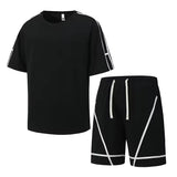 Heren Zomerset Oversized T-shirt en Shorts met Contraststrepen