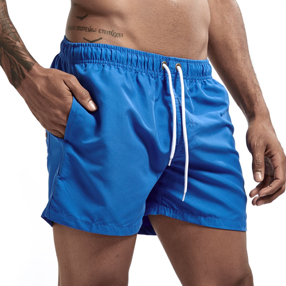 Heren Zwembroek Kort met Trekkoord en Zijzakken Blauw