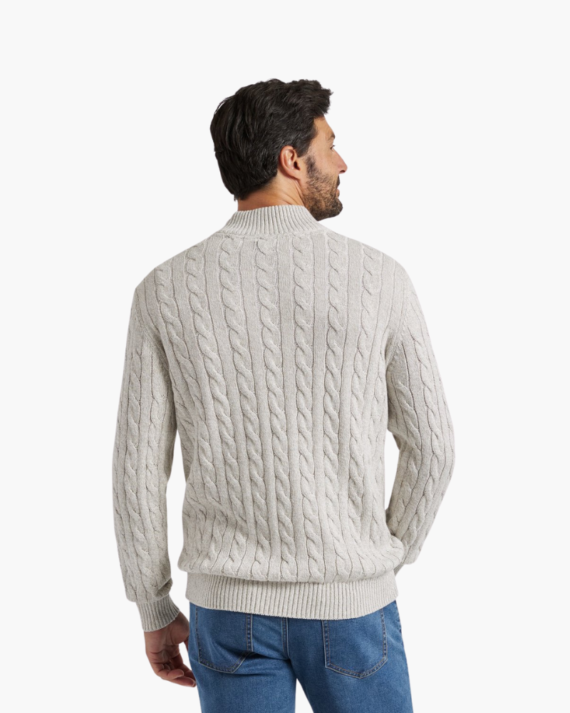 Heren Half Zip Katoenen Trui met Kabelpatroon