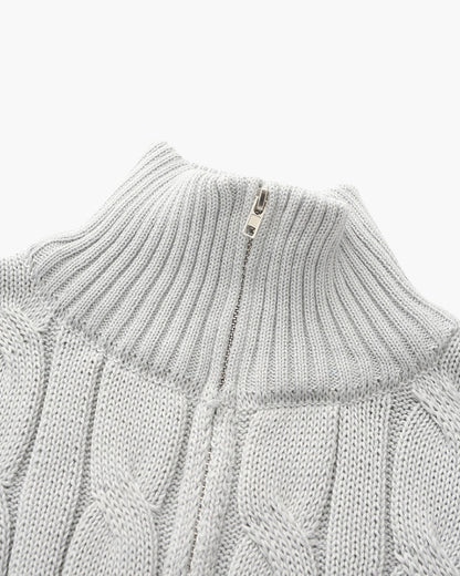 Heren Half Zip Katoenen Trui met Kabelpatroon