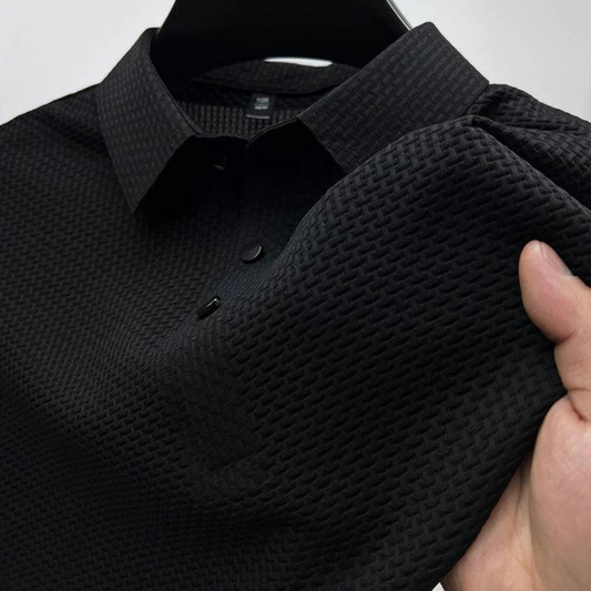 Heren Poloshirt met Mesh Details voor Stijl en Comfort Zwart