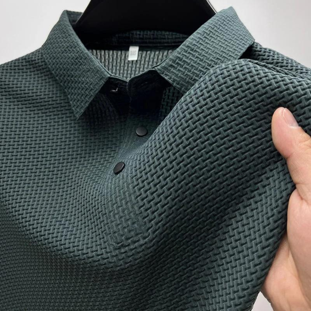 Heren Poloshirt met Mesh Details voor Stijl en Comfort Donkergroen