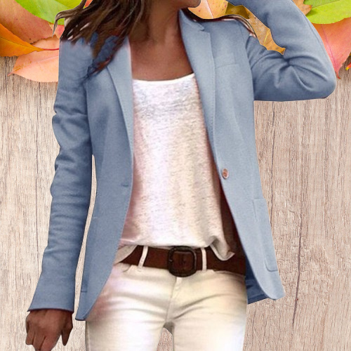 Dames Blazer Slim Fit met Omgekeerde Kraag en Knoopsluiting 1