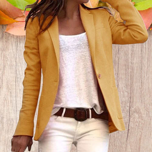 Dames Blazer Slim Fit met Omgekeerde Kraag en Knoopsluiting 3