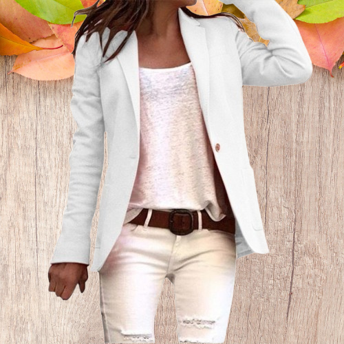 Dames Blazer Slim Fit met Omgekeerde Kraag en Knoopsluiting 5