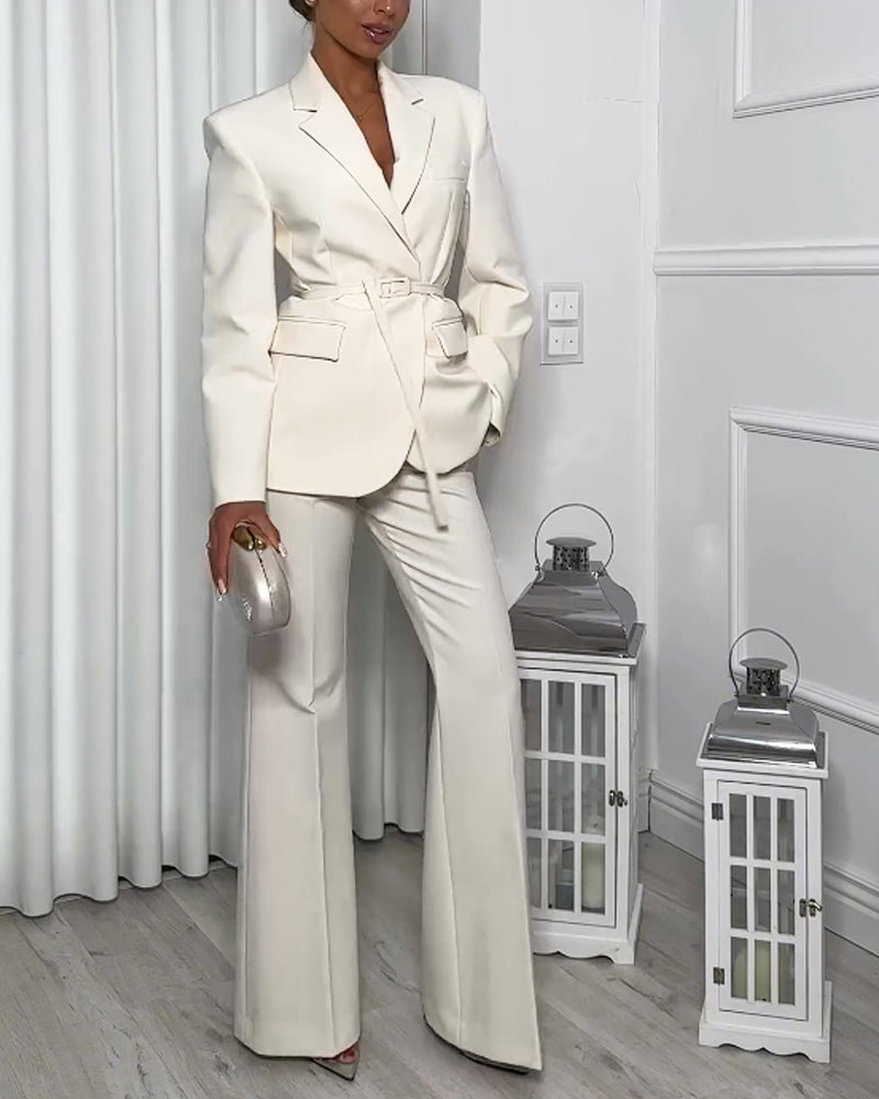 Dames Blazer met Bijpassende Broek in Recht Model voor Formele Gelegenheden 1