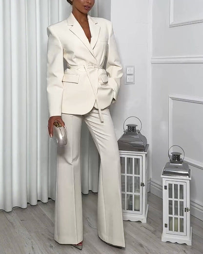 Dames Blazer met Bijpassende Broek in Recht Model voor Formele Gelegenheden 1