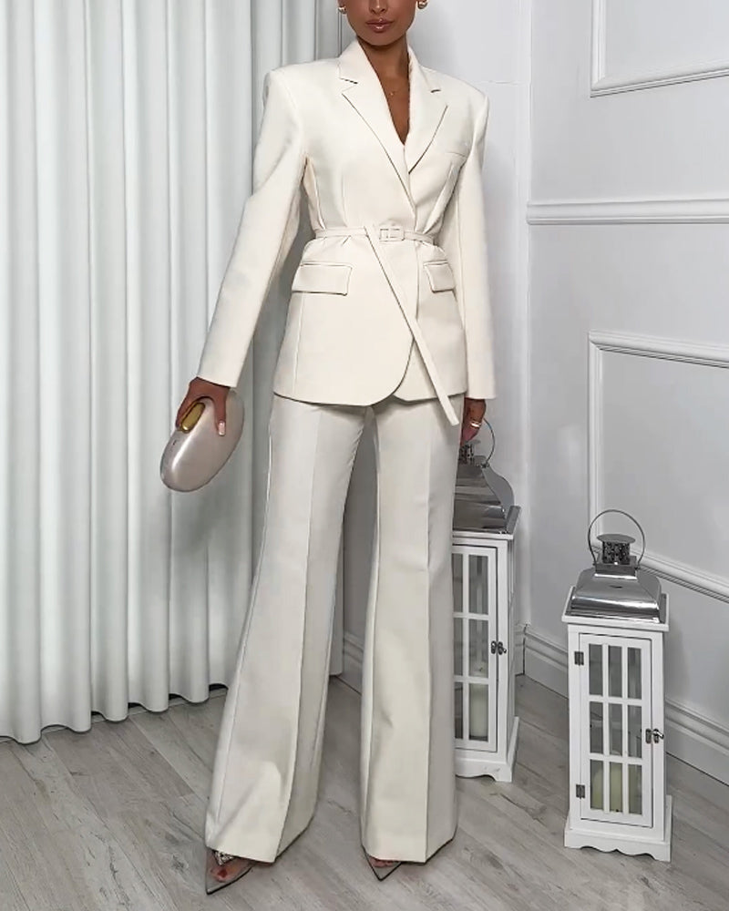 Dames Blazer met Bijpassende Broek in Recht Model voor Formele Gelegenheden 3
