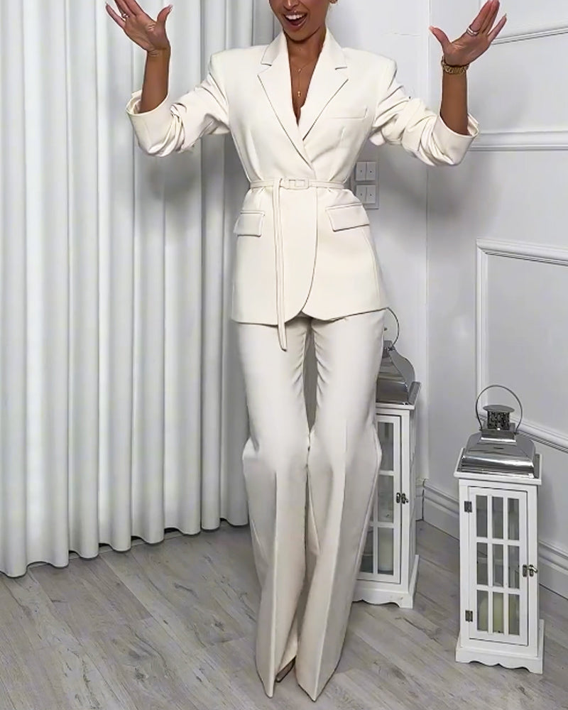 Dames Blazer met Bijpassende Broek in Recht Model voor Formele Gelegenheden 4