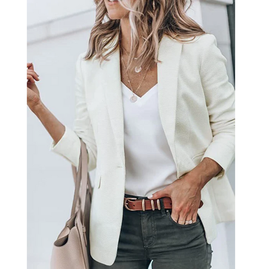 Dames Blazer met Klassiek Revers en Taillering voor Elegante Looks 0