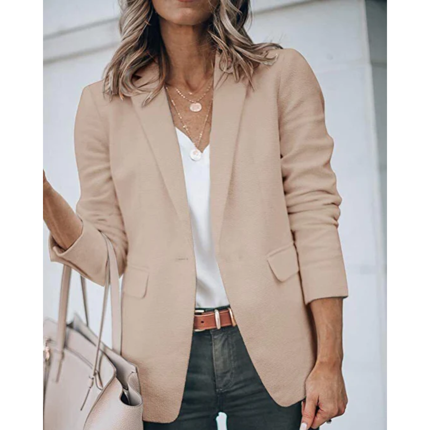 Dames Blazer met Klassiek Revers en Taillering voor Elegante Looks 1