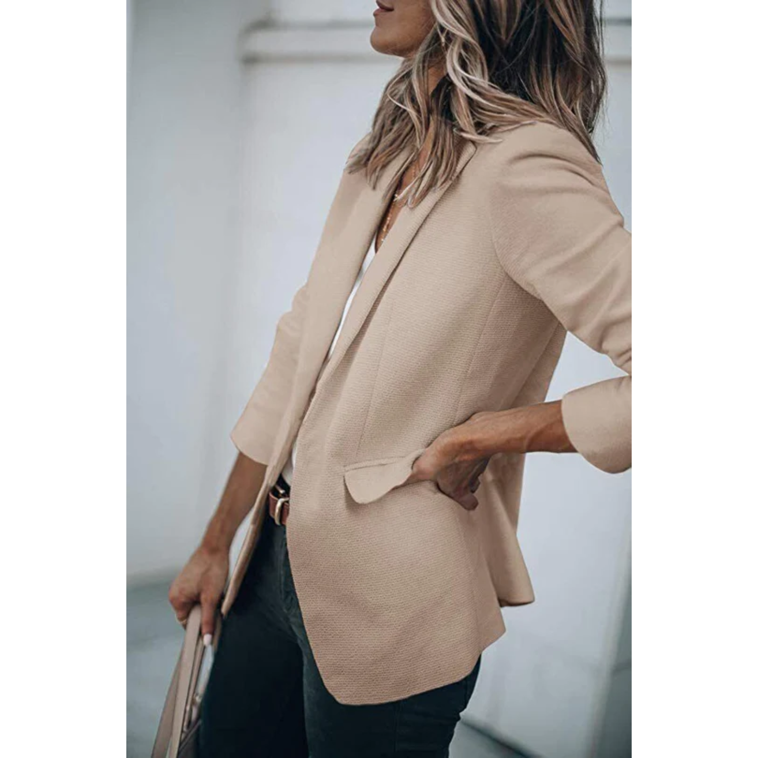 Dames Blazer met Klassiek Revers en Taillering voor Elegante Looks 3