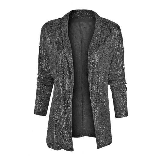 Dames Blazer met Pailletten en Elegante Afwerking 0