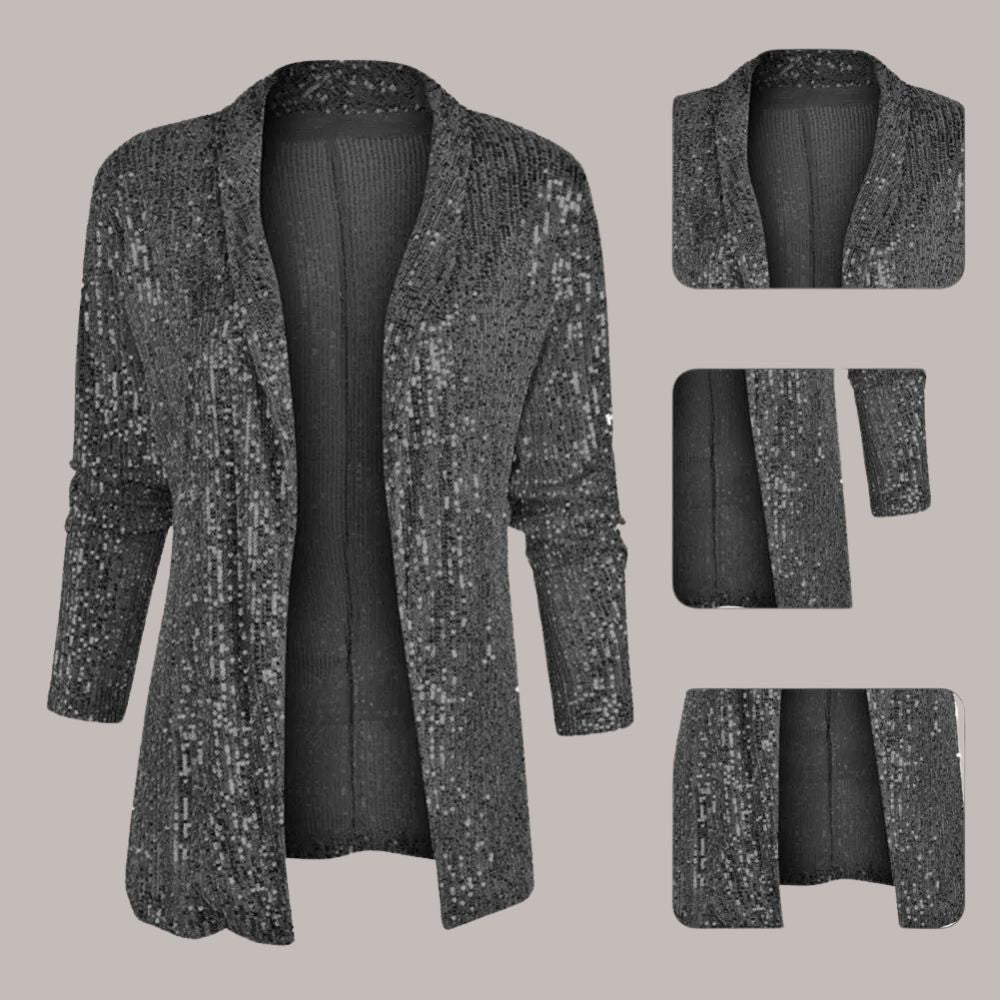 Dames Blazer met Pailletten en Elegante Afwerking 2