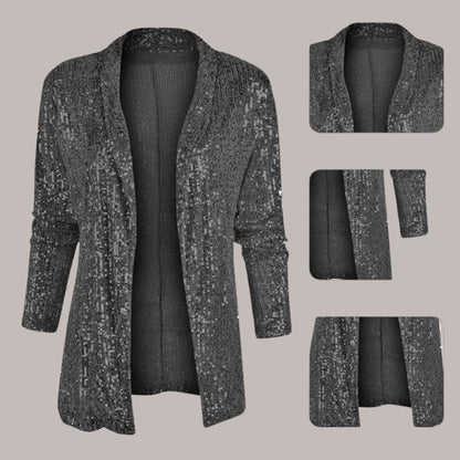 Dames Blazer met Pailletten en Elegante Afwerking 2
