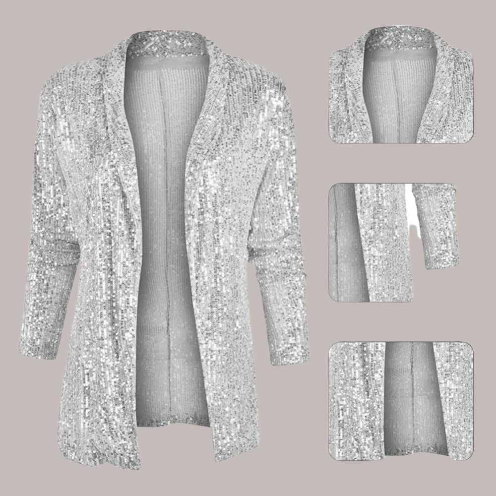 Dames Blazer met Pailletten en Elegante Afwerking 6