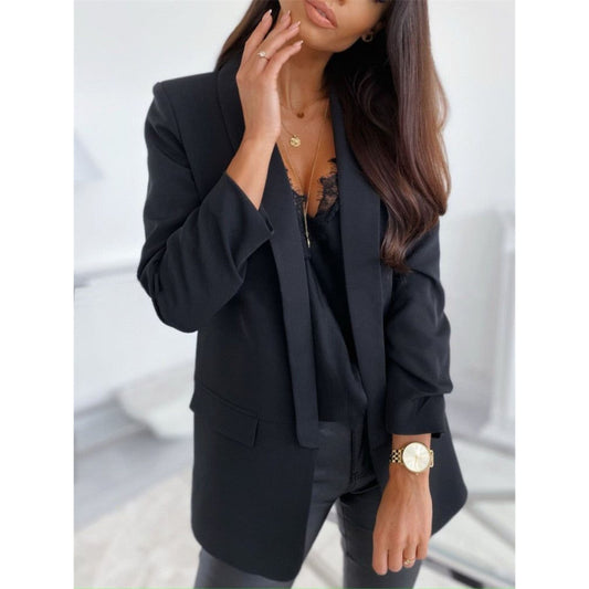 Dames Blazer met Vloeibare Snit en Moderne Stijl in Zwart 0