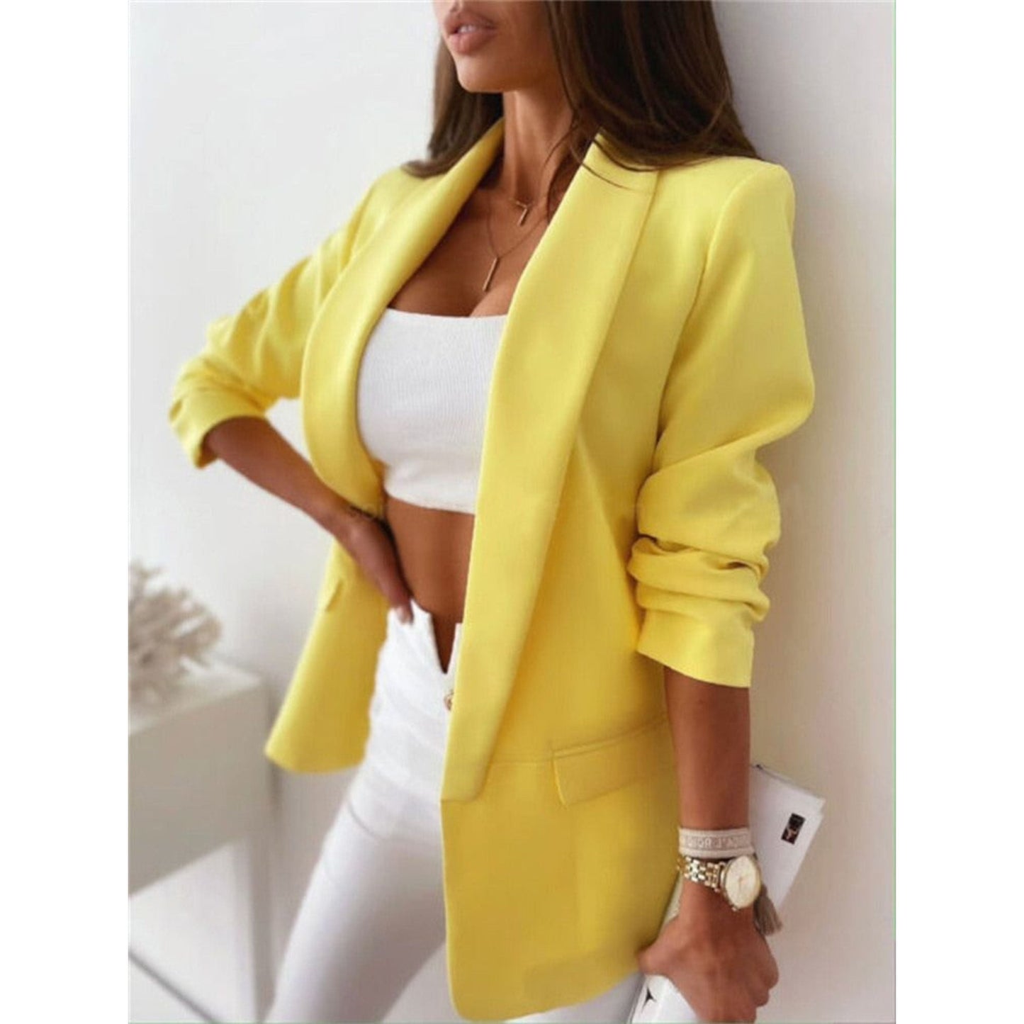 Dames Blazer met Vloeibare Snit en Moderne Stijl in Zwart 3