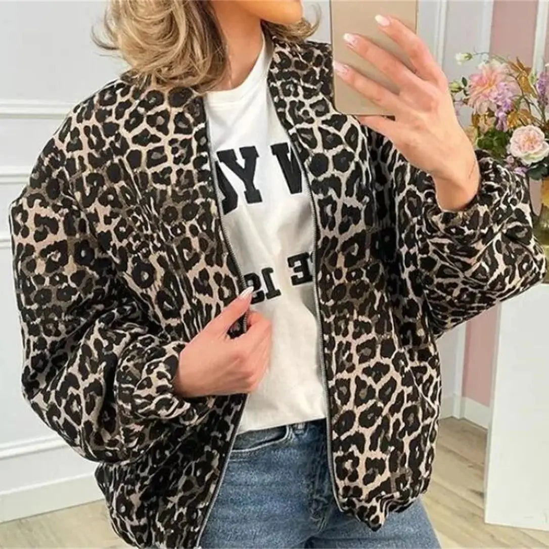 Dames Bomberjack met Luipaardprint en Comfortabele Pasvorm 4