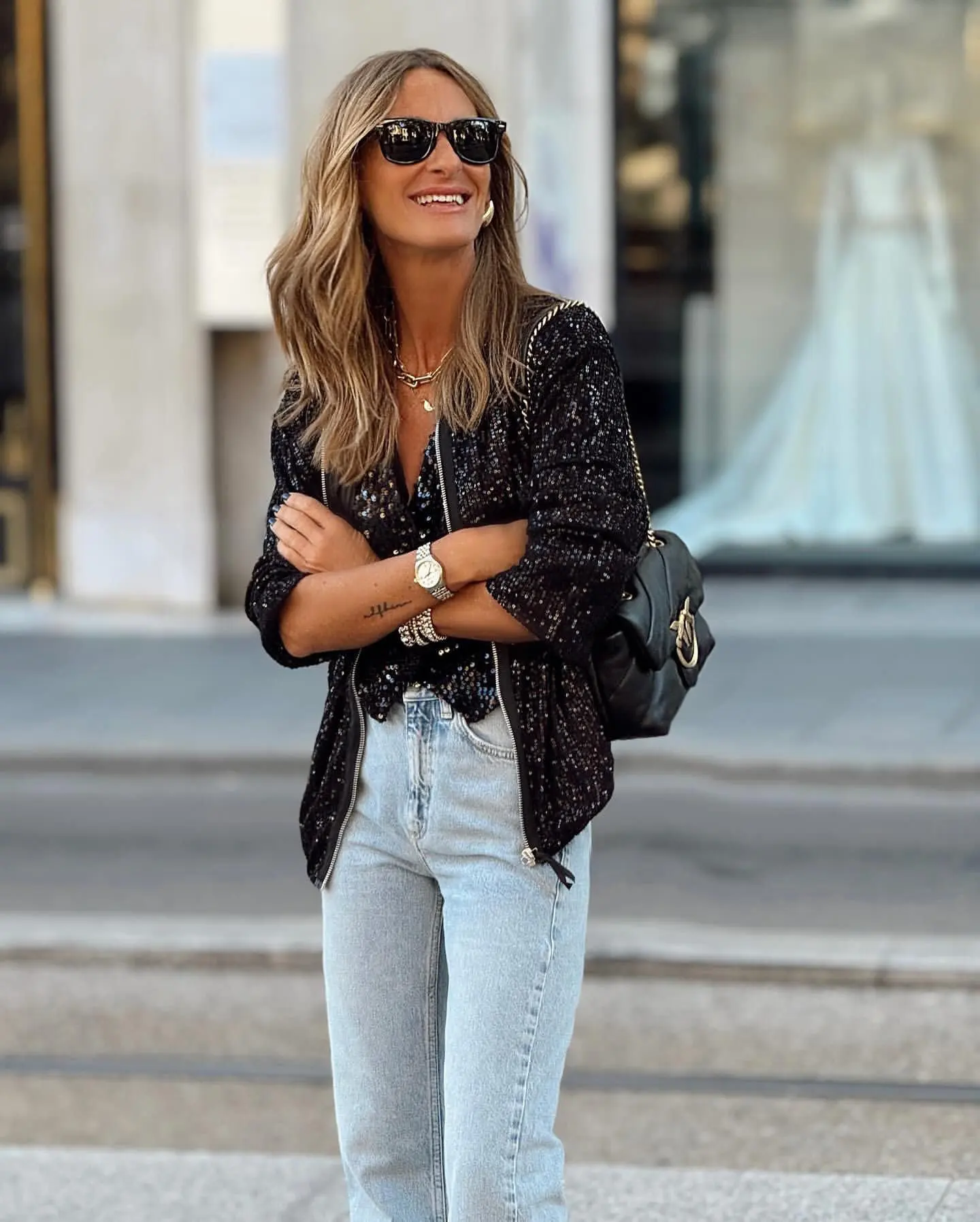Dames Bomberjack met Pailletten en Ritssluiting voor Casual Chic Look 5