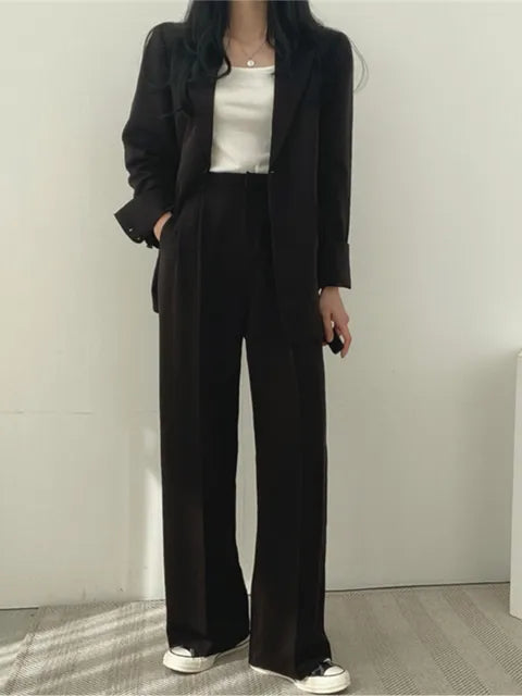 Dames Broekpak met Oversized Blazer en Wide-Leg Pantalon voor Bruiloft 0