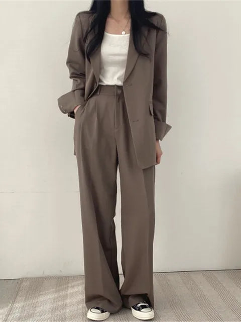 Dames Broekpak met Oversized Blazer en Wide-Leg Pantalon voor Bruiloft 3