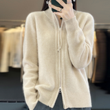 Dames Cardigan met Rits en Geribbelde Manchetten