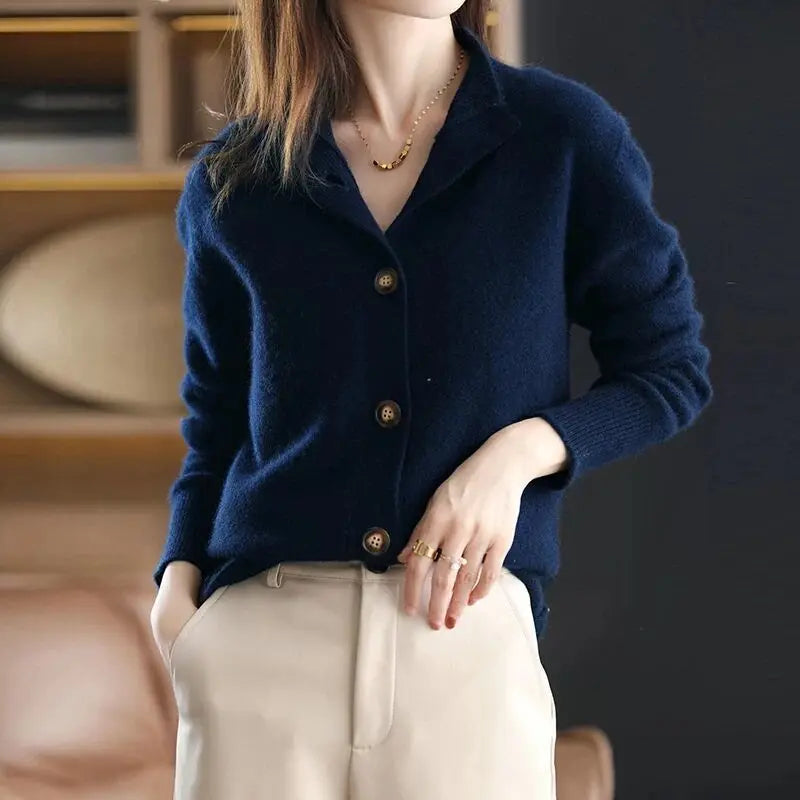 Dames Cardigan van Zachte Stof met Minimalistisch Design 0