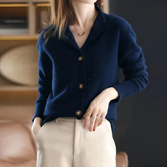 Dames Cardigan van Zachte Stof met Minimalistisch Design 0