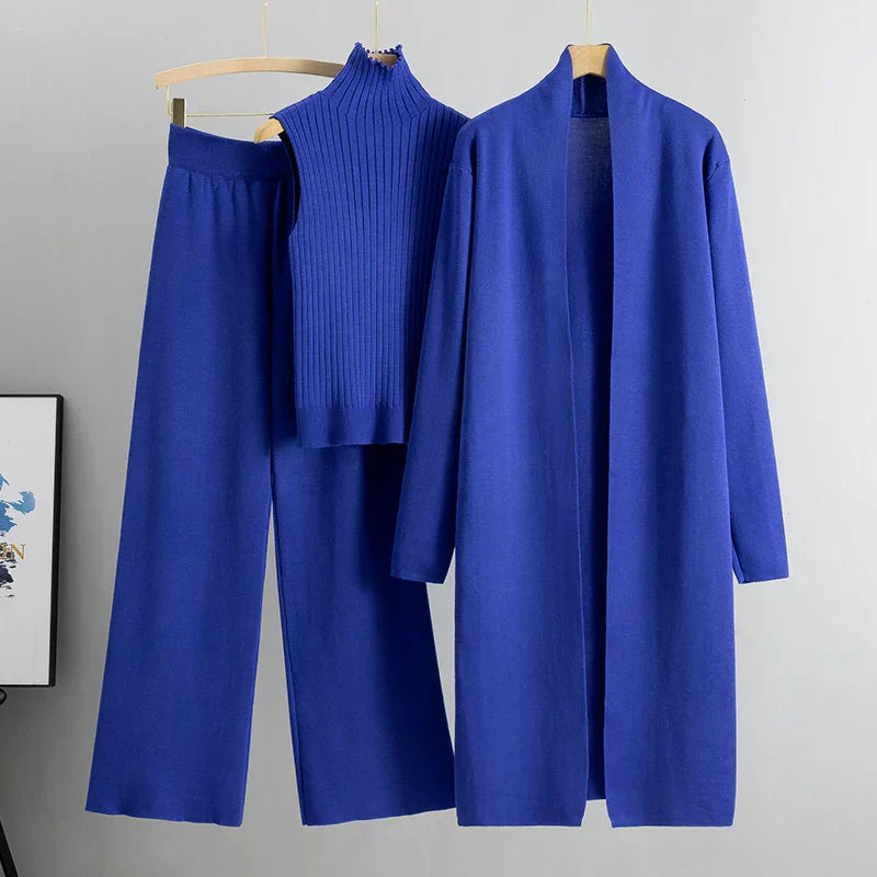 Dames Co Ord Set met Lange Cardigan en Mouwloze Coltrui voor Comfy Look 12