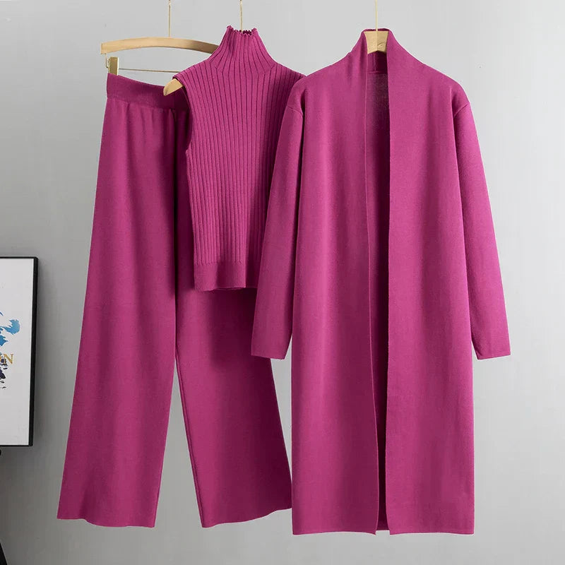 Dames Co Ord Set met Lange Cardigan en Mouwloze Coltrui voor Comfy Look 4