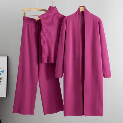 Dames Co Ord Set met Lange Cardigan en Mouwloze Coltrui voor Comfy Look 4
