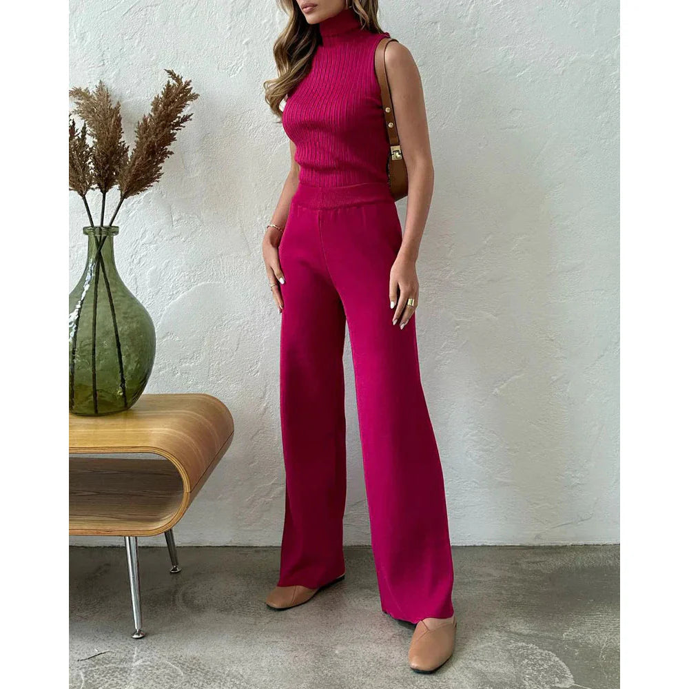 Dames Co Ord Set met Lange Cardigan en Mouwloze Coltrui voor Comfy Look 6