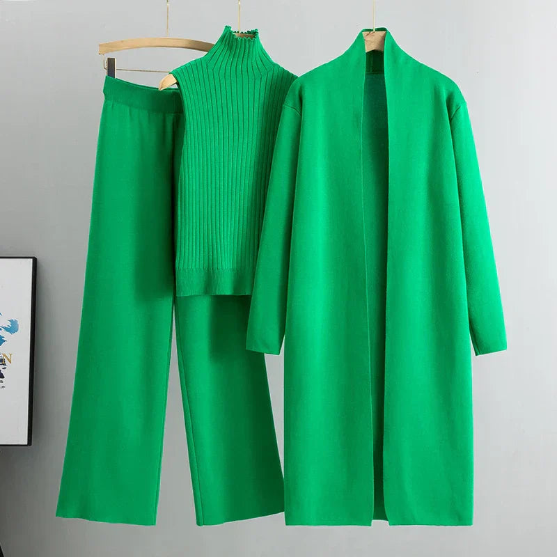 Dames Co Ord Set met Lange Cardigan en Mouwloze Coltrui voor Comfy Look 9