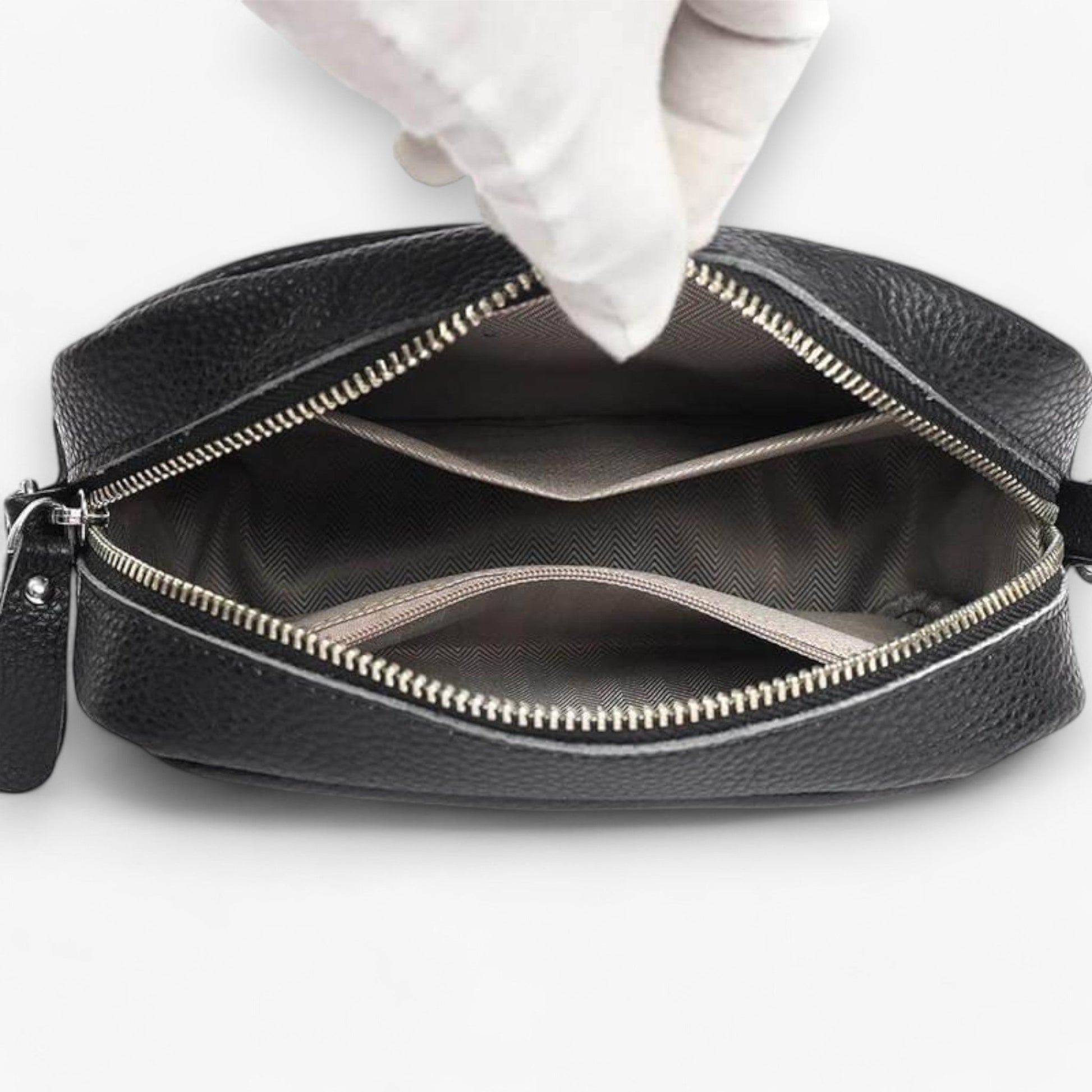 Dames Crossbody Tas van Leer met Rits en Ruime Opbergruimte 8