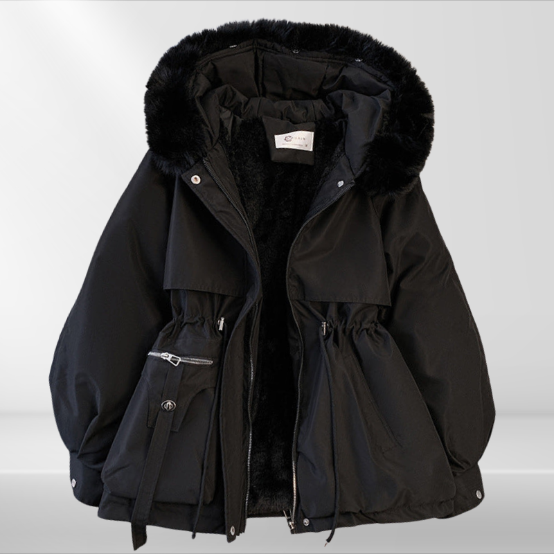 Dames Daunenjacke met Afneembare Kapuze en Taillering voor Koude Dagen 3