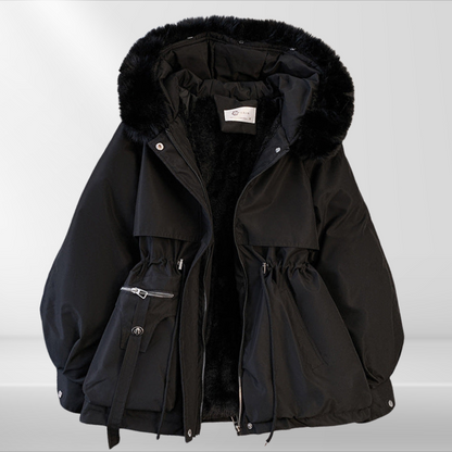 Dames Daunenjacke met Afneembare Kapuze en Taillering voor Koude Dagen 3