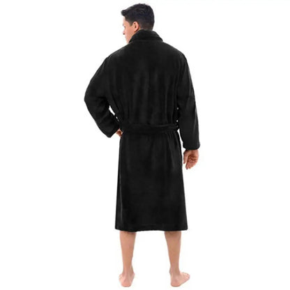 Heren Fleece Badjas met Sjaalkraag en Riemsluiting
