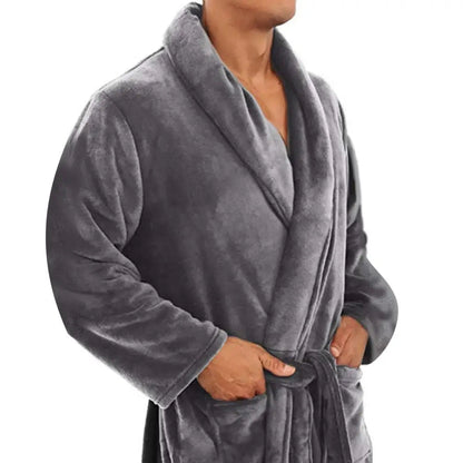 Heren Fleece Badjas met Sjaalkraag en Riemsluiting