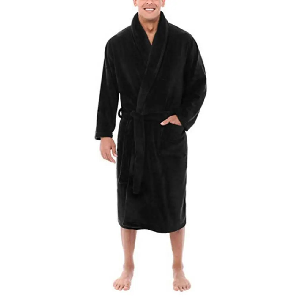 Heren Fleece Badjas met Sjaalkraag en Riemsluiting