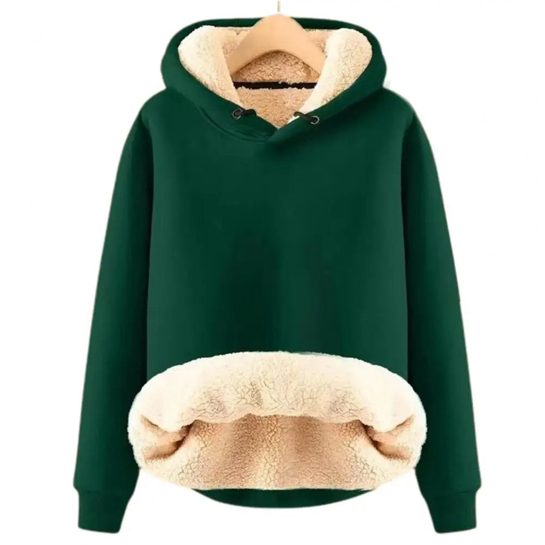 Dames Hoodie met Capuchon, Trekkoorden en Contrasterende Voering Groen
