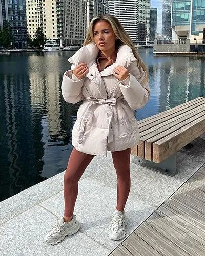 Dames Jas Winter met Ceintuur en Oversized Kraag 5