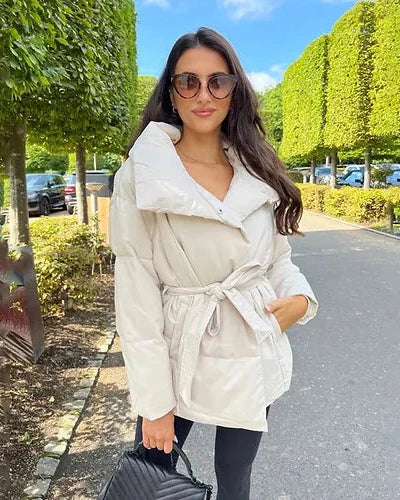 Dames Jas Winter met Ceintuur en Oversized Kraag 6