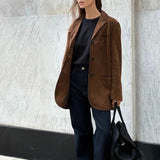 Dames Blazer Colberjasje Suèdelook Oversized
